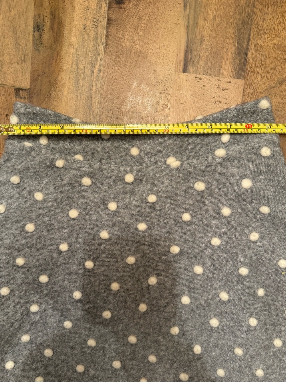 Maeve Anthropologie Wool Blend Raised Polka Dot Midi Skirt Gray Orange XS - Picture 5 of 8